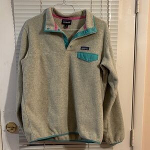 Vintage Patagonia Light Gray Synchilla Fleece Snap-T Pullover Women's Size XL
